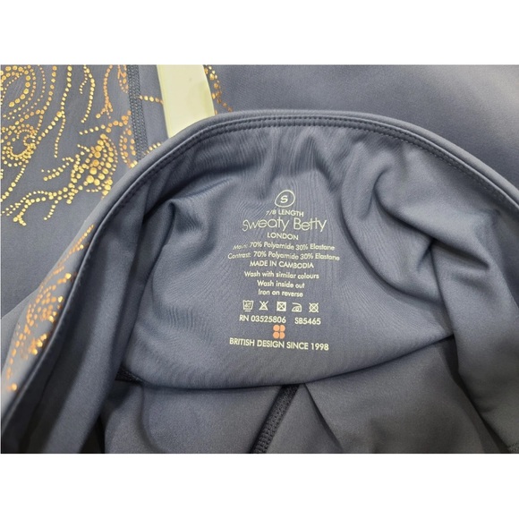 Sweaty Betty Goddess Leggings Crown Blue Bronze Foil 7/8 Length Size S W… - Picture 4 of 8